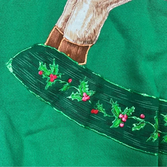 Tultex Green XL Rocking Horse Ugly Christmas Holiday Sweater Sweatshirt - Picture 5 of 15